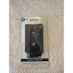 Onn Cassette Adaptor for Car or Home Stereo Black ONA14TA019 3.5mm‎ Aux Jack NEW